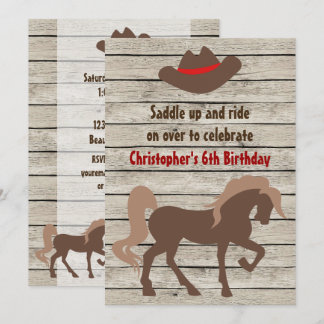 Brown Horse and Cowboy Hat Western Geburtstag Einladung