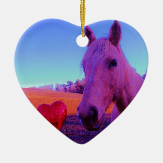Brown Horse and Red Heart Keramikornament (Vorne)