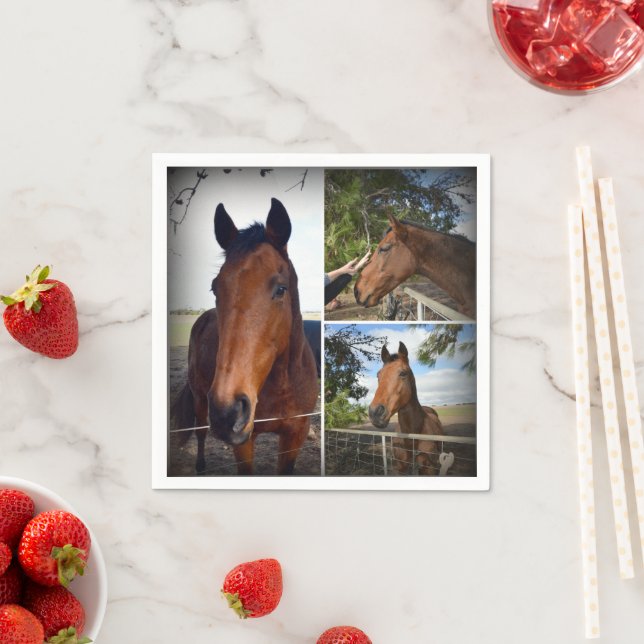 Brown Horse Foto Collage, Paper Napkins Serviette (Beispiel)