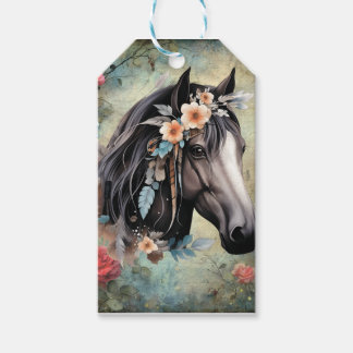 Brown horse in flowers. Geschenkanhänger