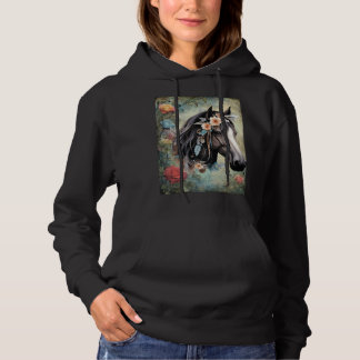 Brown horse in flowers. Hoodie
