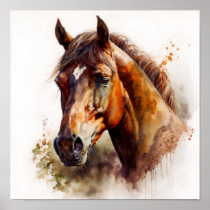 Brown Horse Portrait Poster