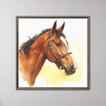 Brown Horse Watercolor Portrait
