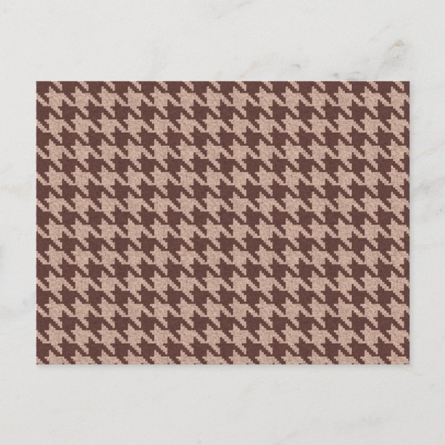 Brown Houndstooth Preppy Classic Pattern Blank Car Einladungspostkarte (Vorderseite)