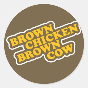 Brown-Huhn-Brown-Kuh Runder Aufkleber