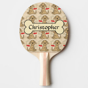 Brown-Hündchen-Grafikdesign personifizieren Tischtennis Schläger