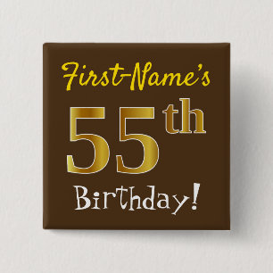 Brown, Imitat-Gold55. Geburtstag, mit Button