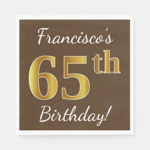Brown, Imitat-Gold65. Geburtstag + Individueller Serviette