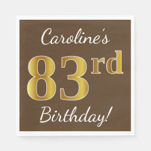 Brown, Imitat-Gold83. Geburtstag + Individueller Serviette