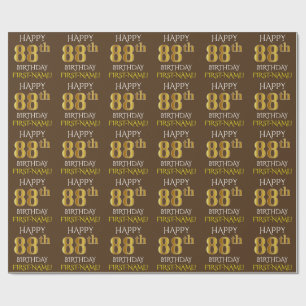 Brown, Imitat-Gold "GLÜCKLICHER 88. GEBURTSTAG " Geschenkpapier