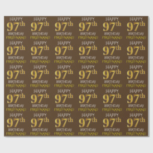Brown, Imitat-Gold "GLÜCKLICHER 97. GEBURTSTAG " Geschenkpapier