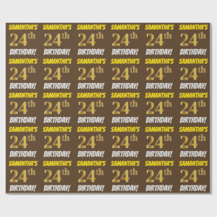 Brown, Imitat/nachgemachtes Gold, "24. GEBURTSTAG Geschenkpapier