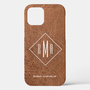 Brown Imitats Leather Mit Monogramm Case-Mate iPhone Hülle
