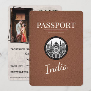 Brown India Passport Save the Date