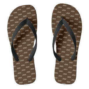 Brown Initials Monogram Flip Flops