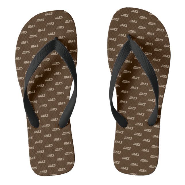Brown Initials Monogram Flip Flops (Fußbett)