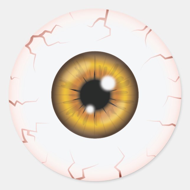 Brown Iris Eyeball Beängstigend Bloodshot Hallowee Runder Aufkleber (Vorderseite)
