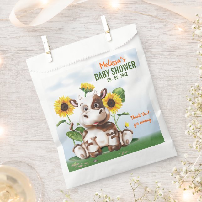 Brown Jersey Cow Sunflower Baby Dusche Geschenktütchen (Ausgeschnitten)