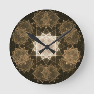Brown Kaleidoscope Art Runde Wanduhr