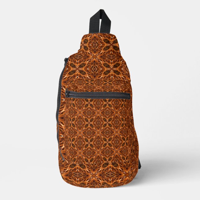 Brown Kaleidoscope Mandala Pattern Crossbody Bag (Vorderseite)