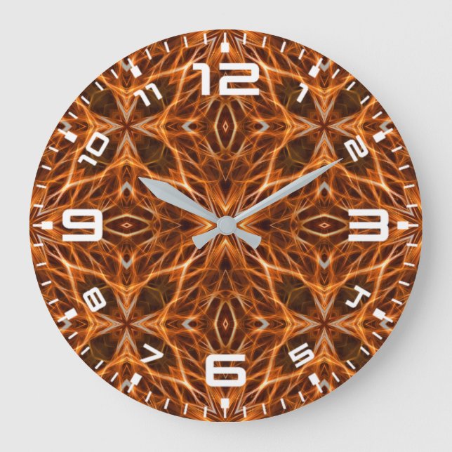 Brown Kaleidoscope Mandala Pattern Große Wanduhr (Vorderseite)