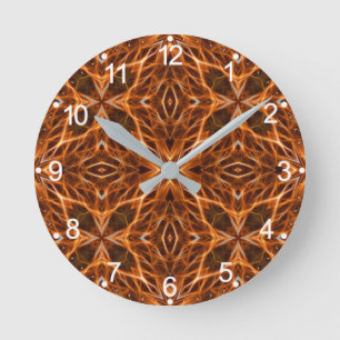 Brown Kaleidoscope Mandala Pattern Runde Wanduhr