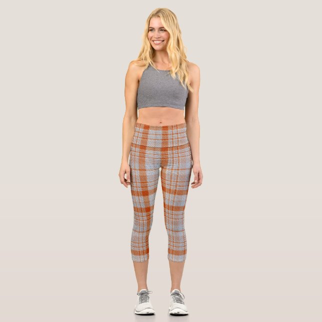 Brown Kariert Capri Leggings (Vorderseite)