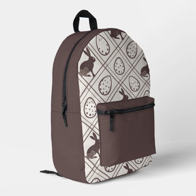 Brown Kariert Oaster Bedruckter Rucksack (Rückseitige Ecke links)