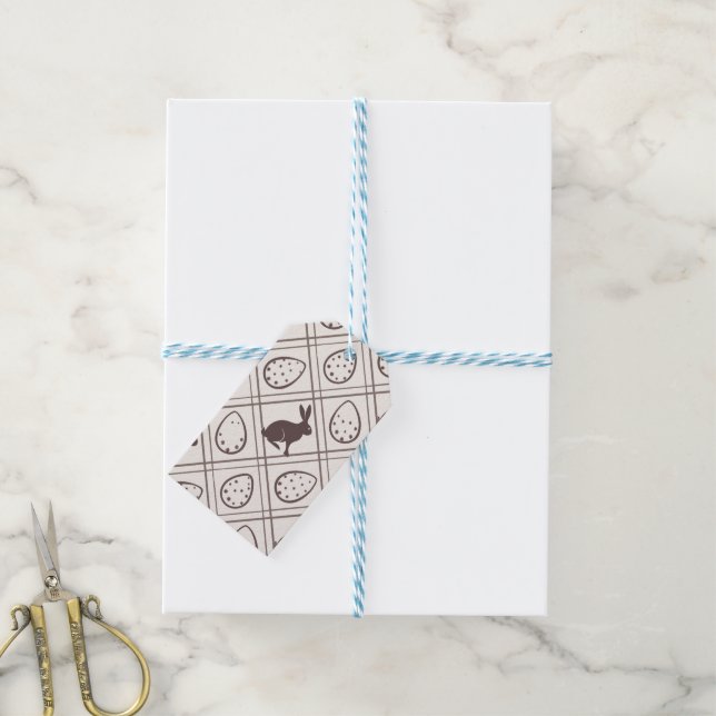 Brown Kariert Oaster Geschenkanhänger (Mit Garn)