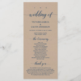 Brown Kraft, Classy Navy Blue, Hochzeitsfeier Programm