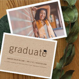 Brown Kraft Minimalistisch Graduate Foto Abschluss Ankündigung