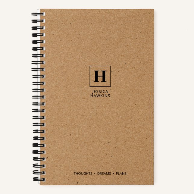 Brown Kraft Paper Classic Monogram Notizbuch (Vorderseite)