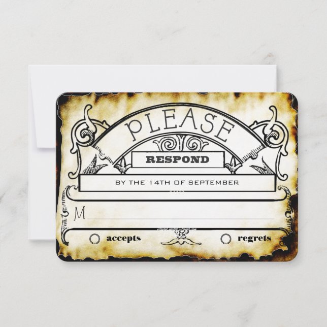 Brown Kraft Paper Medieval Typografy Wedding RSVP Karte (Vorderseite)