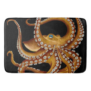 Brown-Kraken-blaues Augen-schwarze Kunst Badematte