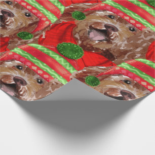 Brown Labradoodle Dog Lover Gemustert Weihnachten Geschenkpapier