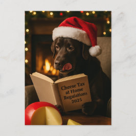 Brown Labrador  'Cheese Tax' Christmas postcard Postkarte