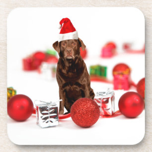 Brown Labrador Dog Christmas w Geschenke Weihnacht Getränkeuntersetzer