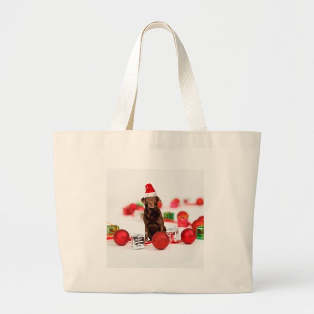 Brown Labrador Dog Christmas w Geschenke Weihnacht Jumbo Stoffbeutel (Vorne)