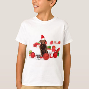 Brown Labrador Dog Christmas w Geschenke Weihnacht T-Shirt