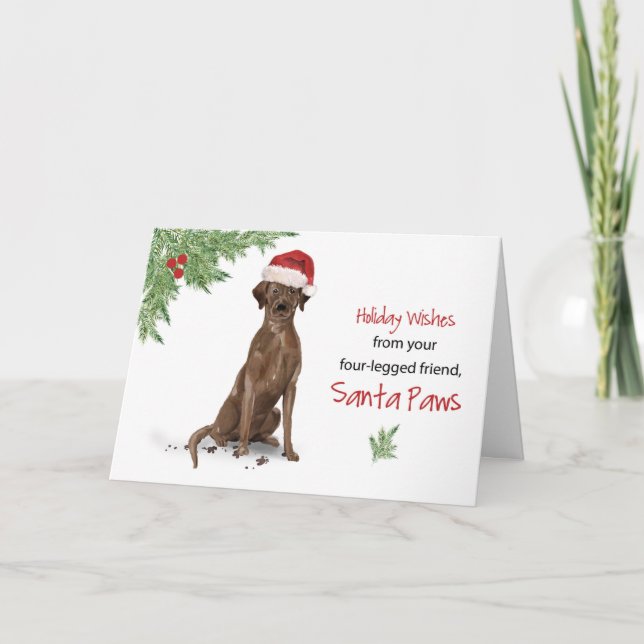 Brown Labrador Retriever Christmas From Dog in Fun Karte (Vorderseite)