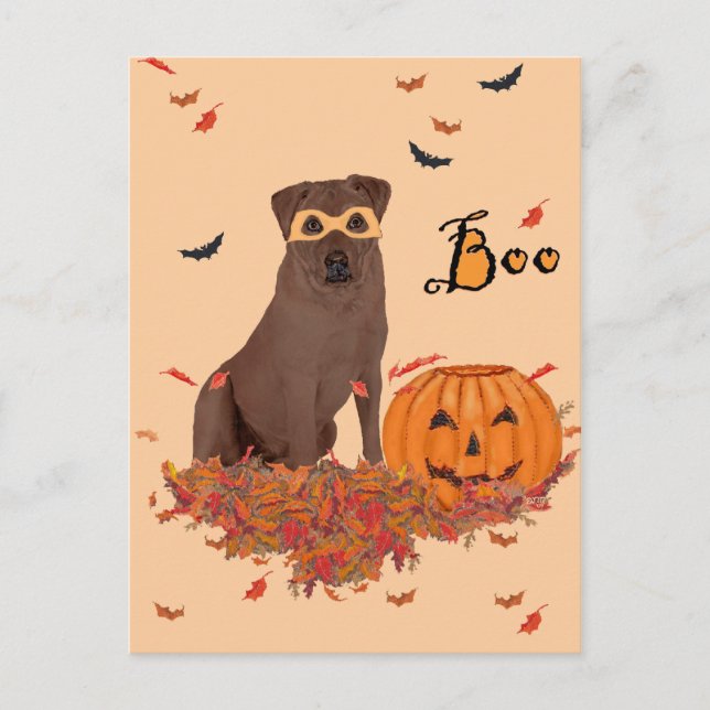 Brown Labrador Retriever Halloween Postkarte (Vorderseite)