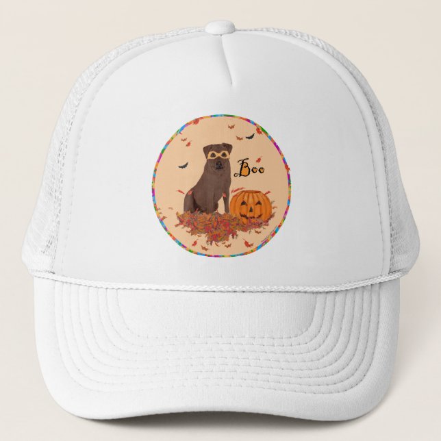 Brown Labrador Retriever Halloween Truckerkappe (Vorderseite)
