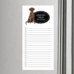 Brown Labrador Retriever Shopping List Magnetischer Notizblock<br><div class="desc">Liebliche Sachen,  um Brown Labrador Retriever Hund mit einem schwarzen Chalkboard Rahmen personalisiert mit Ihrem Namen zu holen.</div>