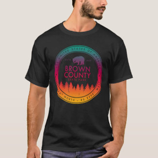 Brown-Land-Staats-Park-Indiana-Emblem-Steigung T-Shirt