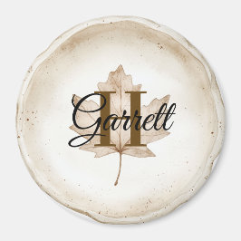 Brown Leaf Monogram Name Magnet