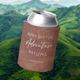 Brown Leather Adventure Personalisiert Dosenkühler