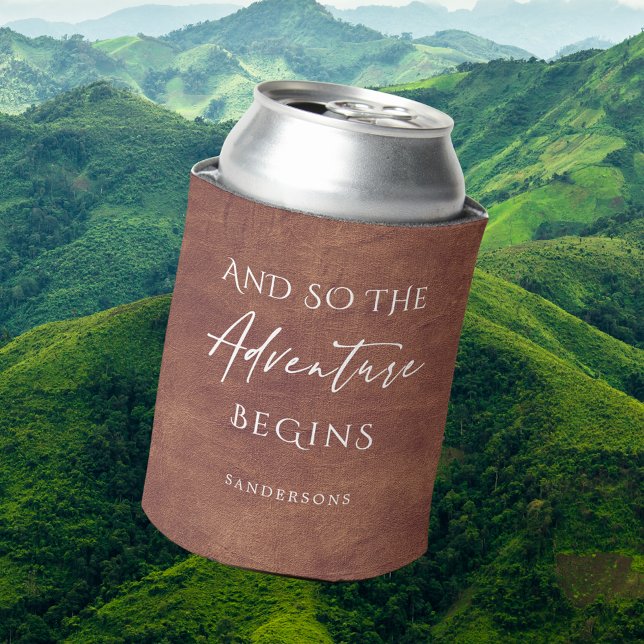 Brown Leather Adventure Personalisiert Dosenkühler (Von Creator hochgeladen)