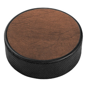 Brown Leather Look Eishockey Puck