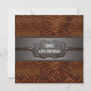 Brown Leather Mans 40. Geburtstag Party Einladung