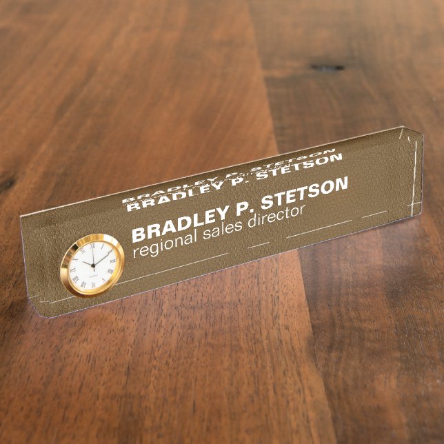 Brown Leather Namensplakette (Seite)